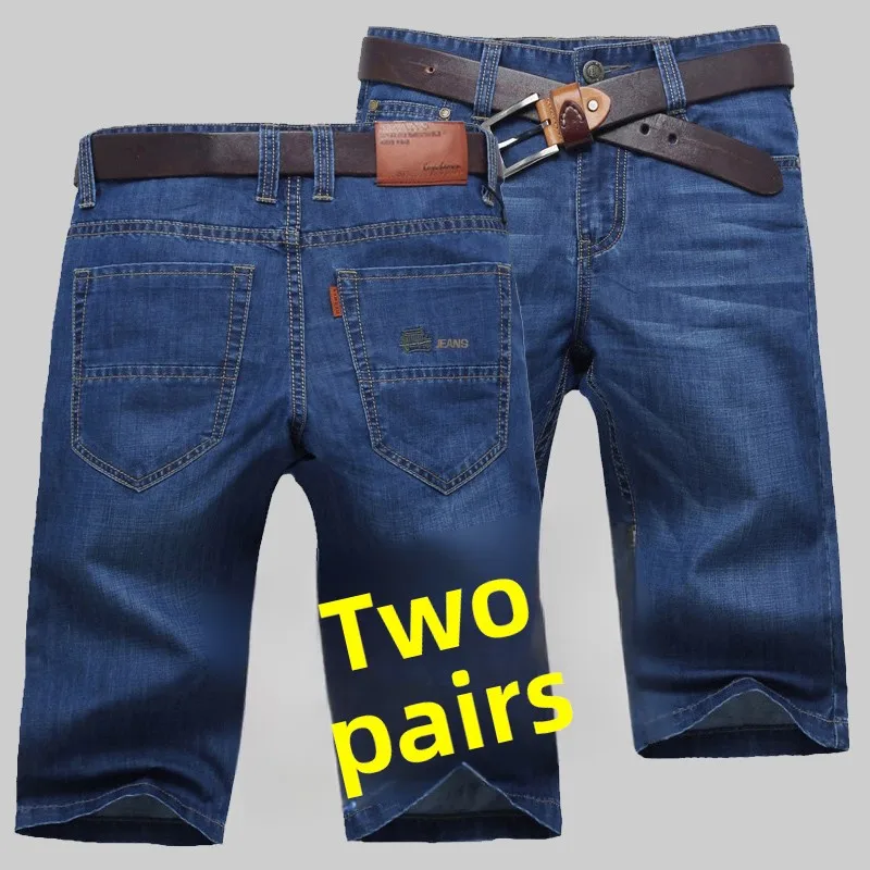 

Мужские джинсы-шорты Slim Fit с прямыми штанинами, 5 карманами, повседневные летние, со средней посадкой, из тонкого хлопкового денима, молодежные, популярные, свободного прямого кроя