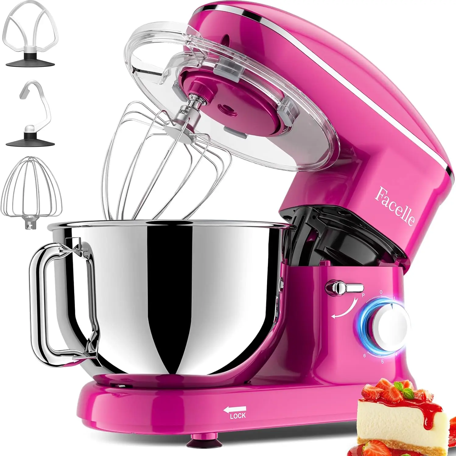 

Stand Mixer, Electric Kitchen Mixer, 660W 6 Speed Tilt-Head stand mixer with Pulse Button, Attachments include 6.5 QT Bowl