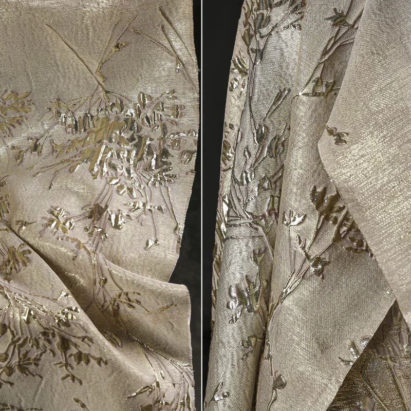 Silver Plum Blossom Gilded Jacquard Chinese Style Fabric Suit Jacket Horse Face Skirt Clothing Designer Fabric