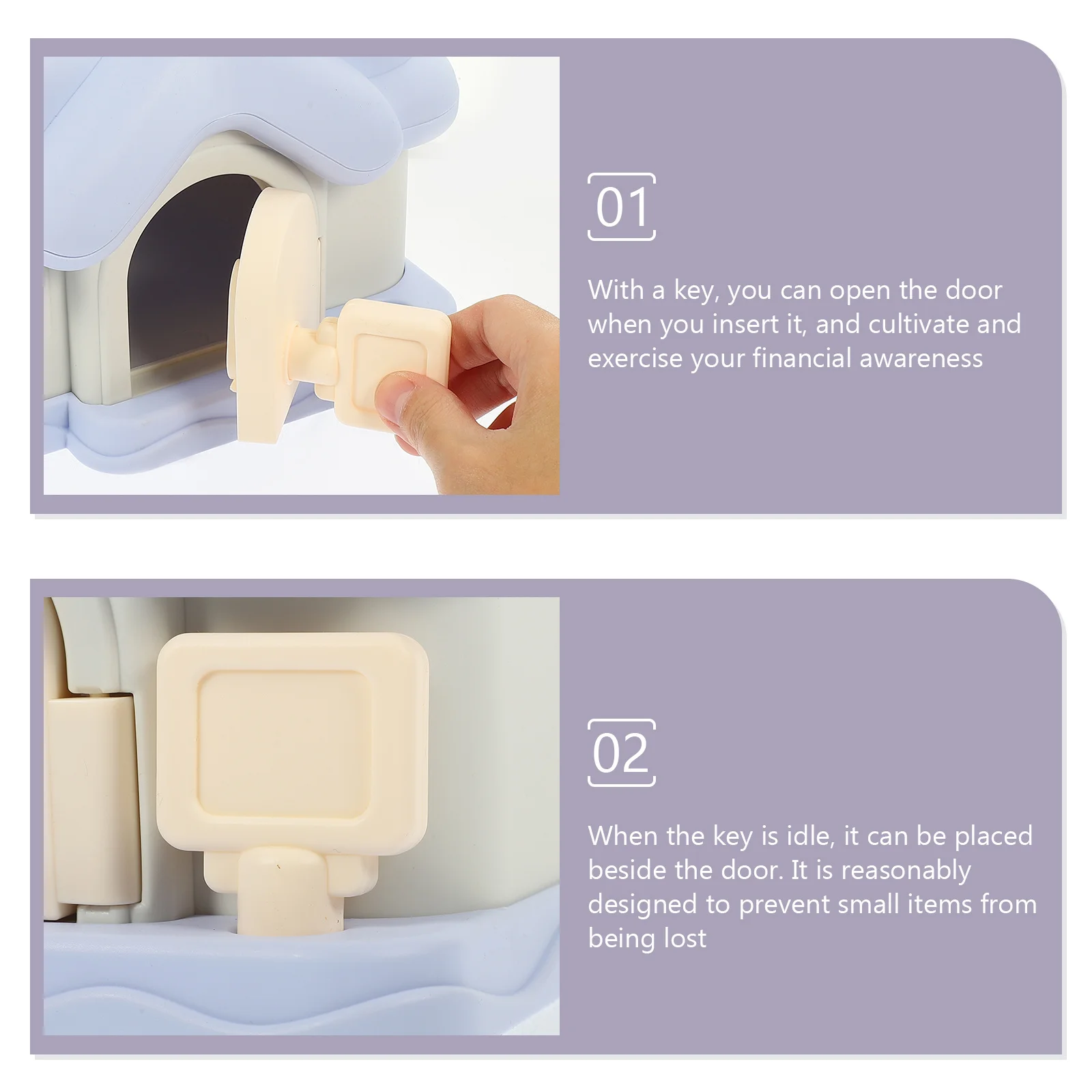 1 Zestaw Dziecięca Skarbonka Niezniszczalna w Kształcie Domku Śliczna Pojemnik na Monety do Dekoracji Sypialni Edukacyjna Skarbonka