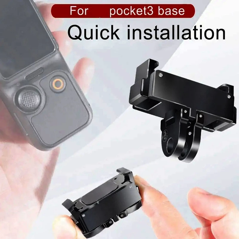 Quick Release Bracket para Dji Osmo Pocket 3, Quadro de Expansão, Handheld Gimbal, Acessório Câmera Ação, Black Metal, 1 Pc