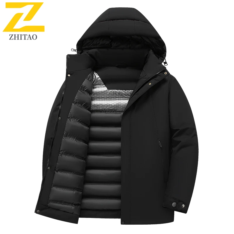 

Winter Jacket Men's High Quality Fashion Graphene Heating Waterproof Detachable Hooded Parka Male Casual Thickened Padded Jacket