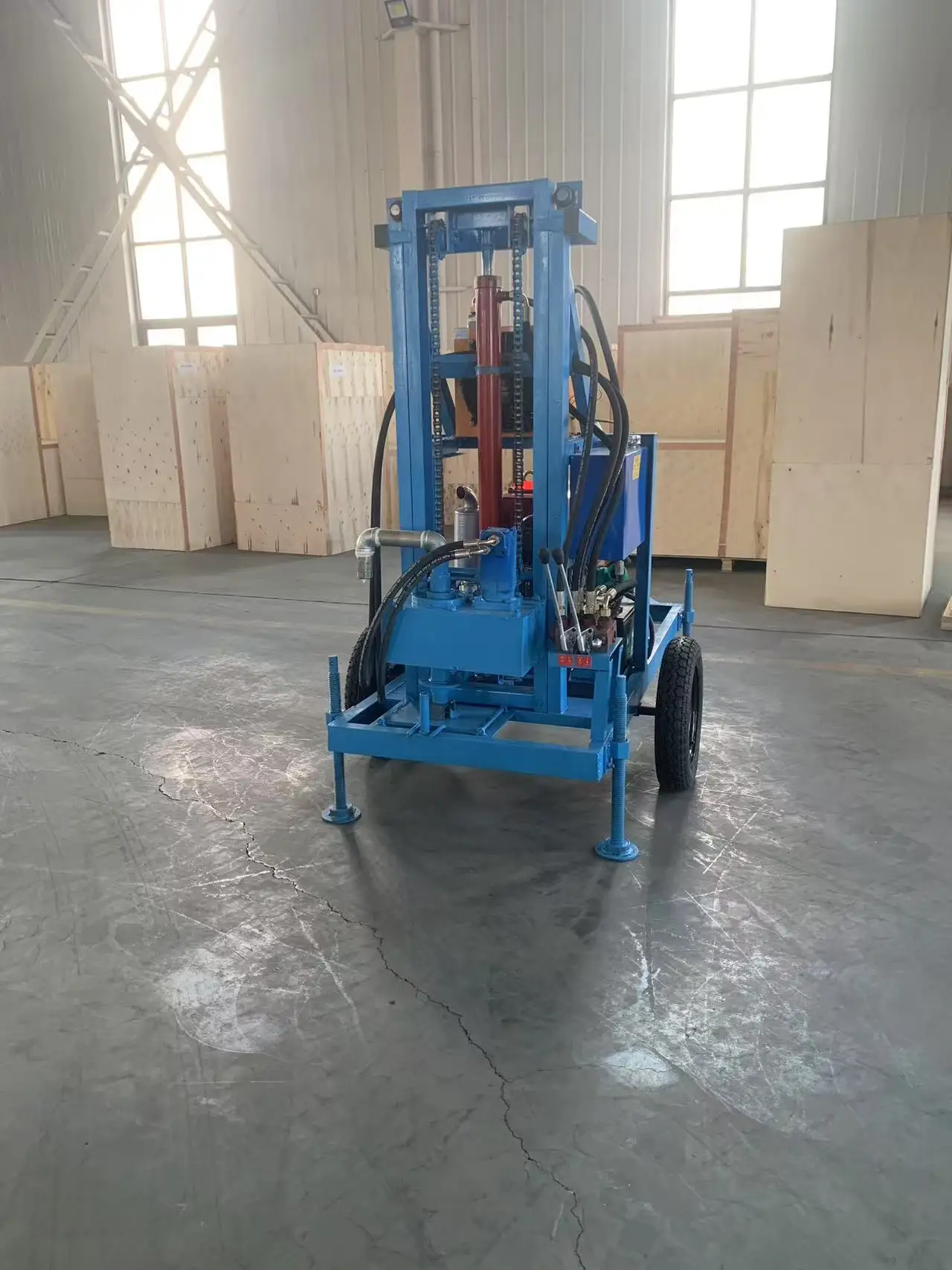 Equipamento de perfuração de poço de água com motor diesel profissional personalizável de 22 HP com profundidade máxima de perfuração de 200 m