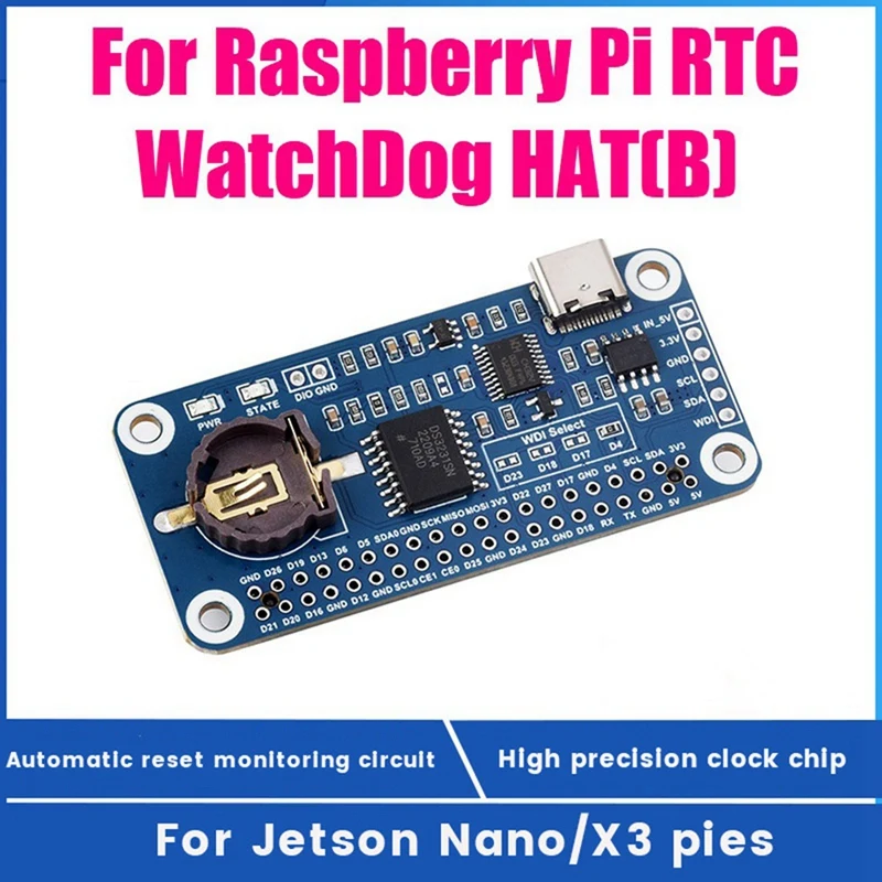 For Raspberry Pi RTC Watchdog HAT(B) Expansion Board Real Time Clock Onboard DS3231SN RTC Chip Replacement For Jetson Nano