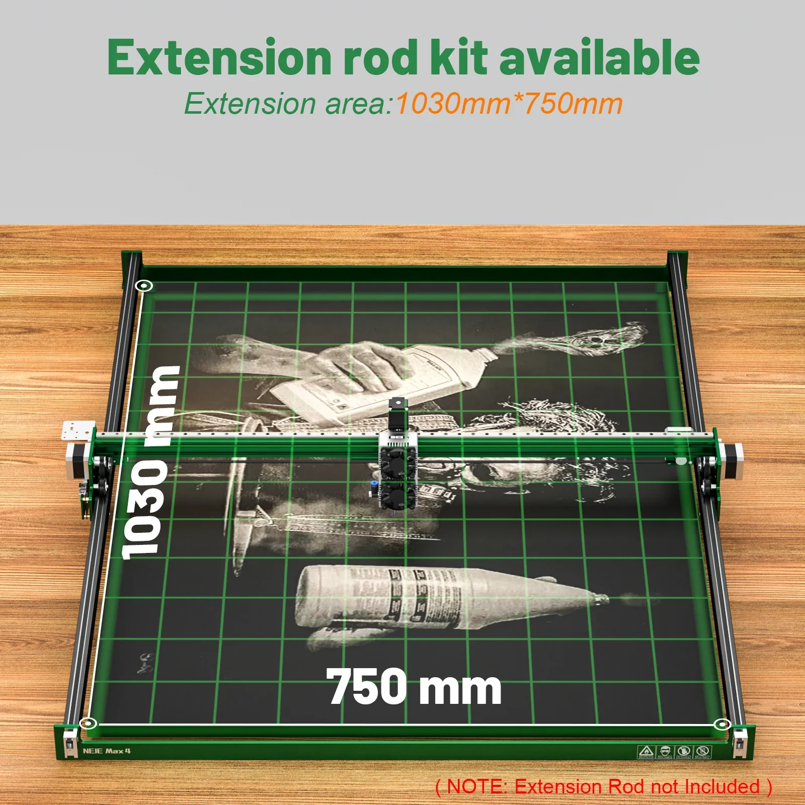 NEJE 4 Max laser Engraver Frame With Drawing Pen, Four-Axis Control And The Maximum Movement Speed 750mm/s