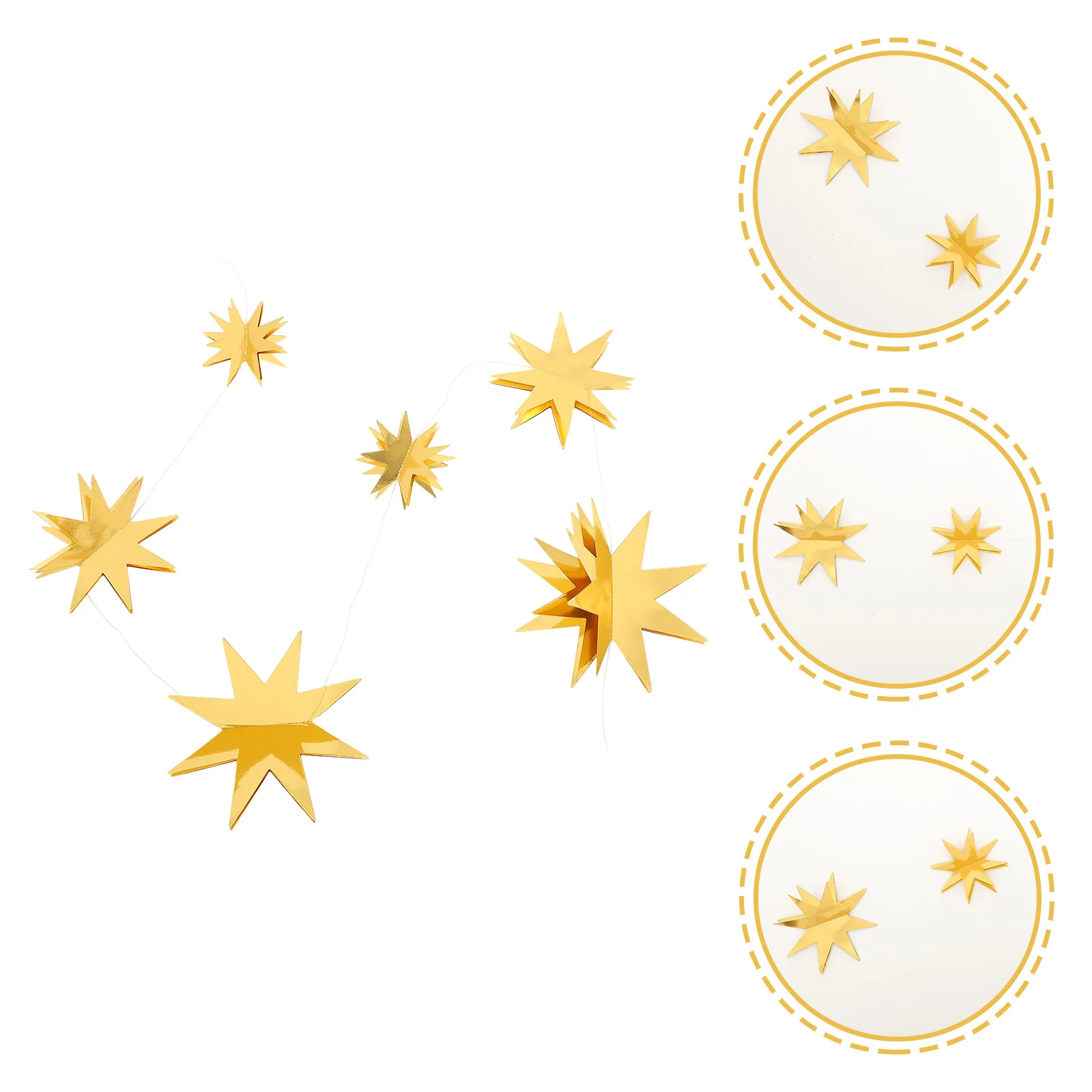 

4Set Christmas Star Garlands 3D Metallic Paper Hanging Decorations Streamers for Party Wall Window Home Decor Holiday Ceiling