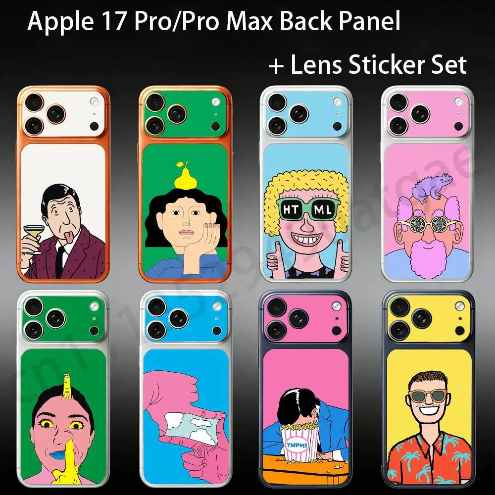 

Character illustrations For iPhone 17pro/proMax Full body Back Cover Decal Skin Colorful Rear Protective Sticker Film