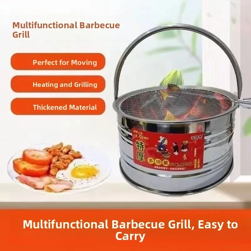 Thickened Portable Handheld Outdoor Barbecue Grill Charcoal Heater Stove Single Person Kitchen Cooking Utensils BBQ Equipment
