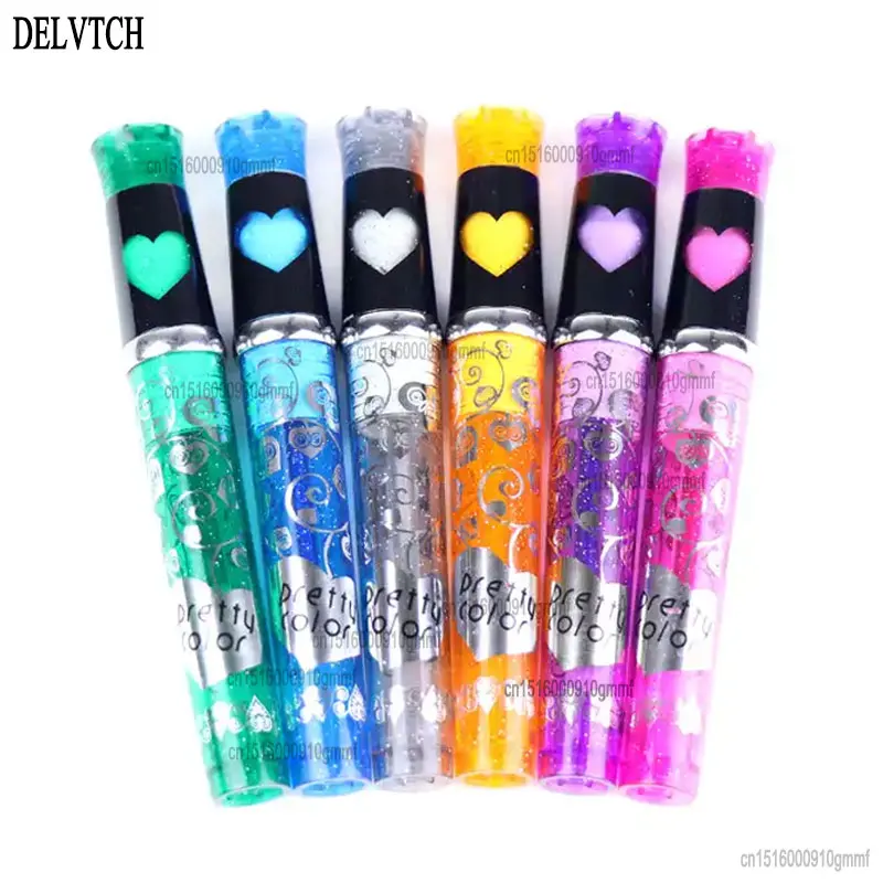 DELVTCH-6 개 컬러 세트 세척 가능한 반짝이 문신 젤 잉크 펜 1.0mm 팁 아트 그래피티 드로잉 페인팅, DIY 스킨 장식 선물 