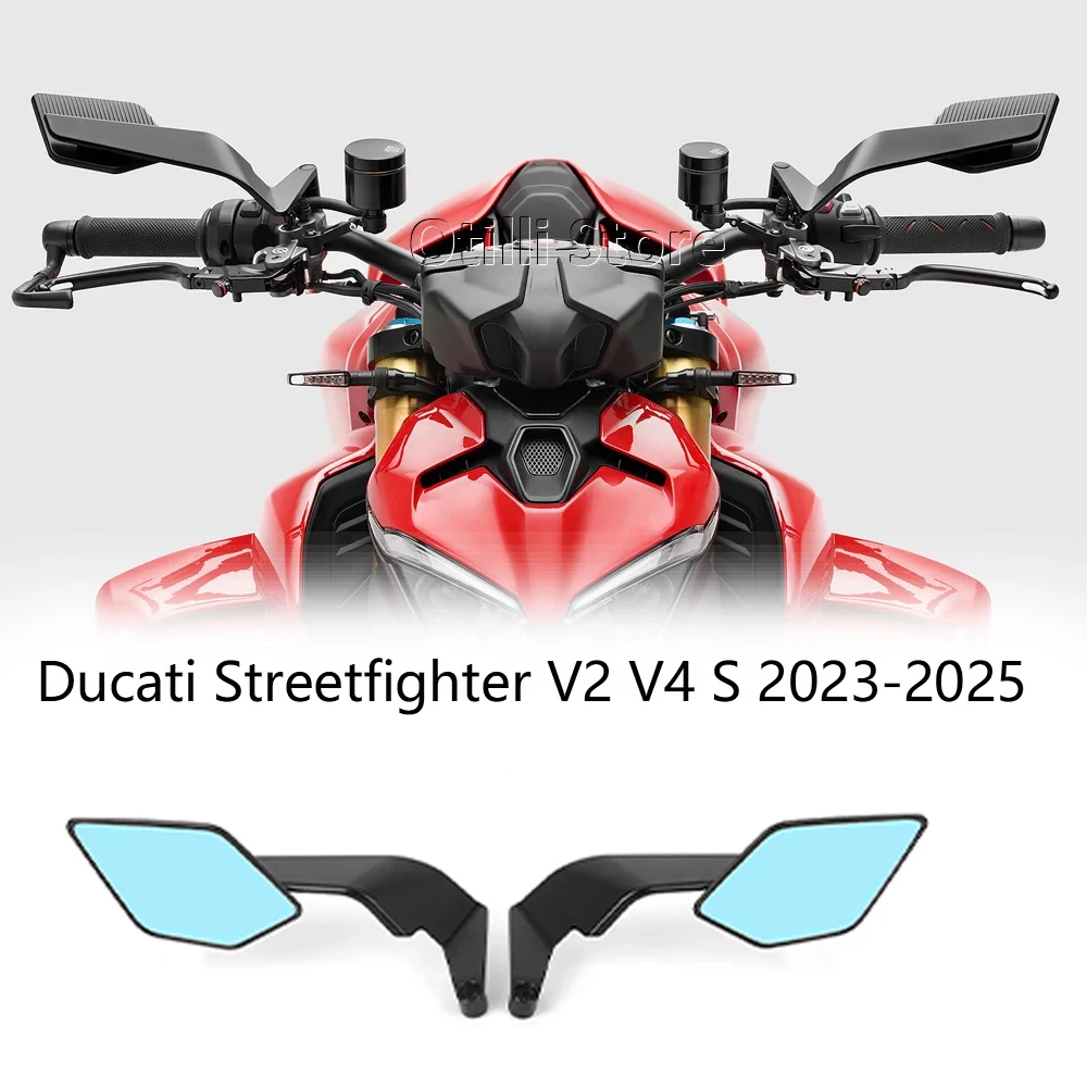 2025 New Motorcycle Aluminum Rear View Mirrors Blue Anti-glare Mirror For Ducati Streetfighter V4 S V4S 1100 STREETFIGHTER V2