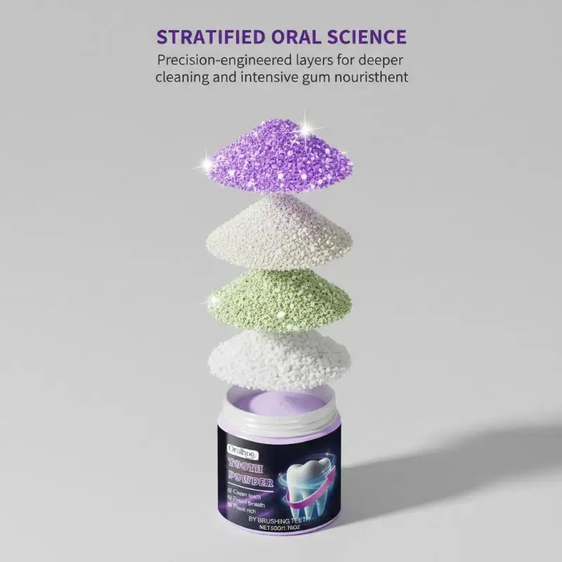 Purple Tooth Powder for Teeth Whitening Gentle Stain Removal Minty Fresh Breath Enamel Strengthener Daily Oral Hygiene Use