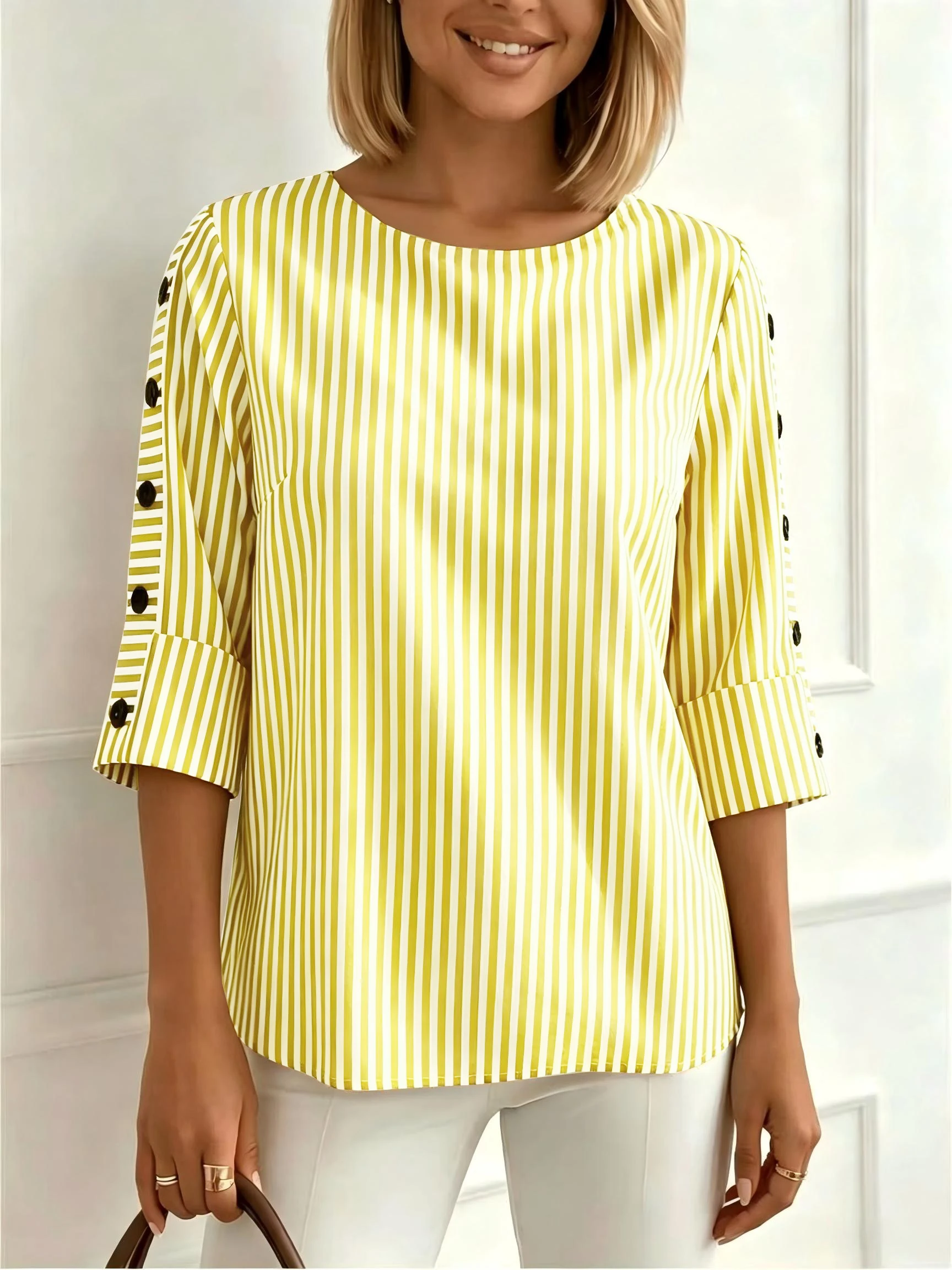 Elegante Bluse, lässiges, lockeres Damenhemd, elegante Langarmbluse für den Alltag – Detail 2