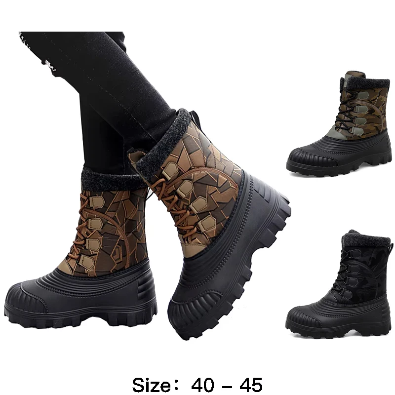 

Высококачественные хлопковые зимние ботинки до середины икры для мужчин размер 44 45 новинка 2024 года зимние уличные походные ботинки с принтом горный плюш теплая обувь