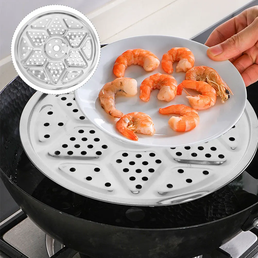 

2Pcs Round Stainless Steel Steamer Rack Thickened Heat Resistant Cooking Steaming Tray for Pot Canner Rack Kitchen Accessories