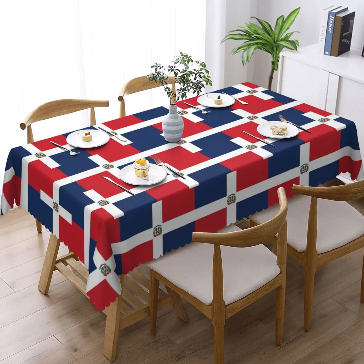 Flag Of The Dominican Republic Custom Rectangular Tablecloth Waterproof Table Cover for Festival Party Decorations Table Cloth