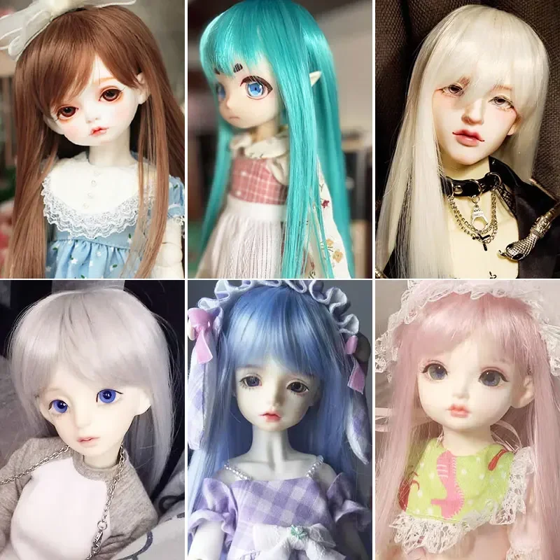 BJD sd 1/3 1/4 1/6 1/8 doll wig male and female dolls high temperature fiber long straight inclined bangs doll hair accessories