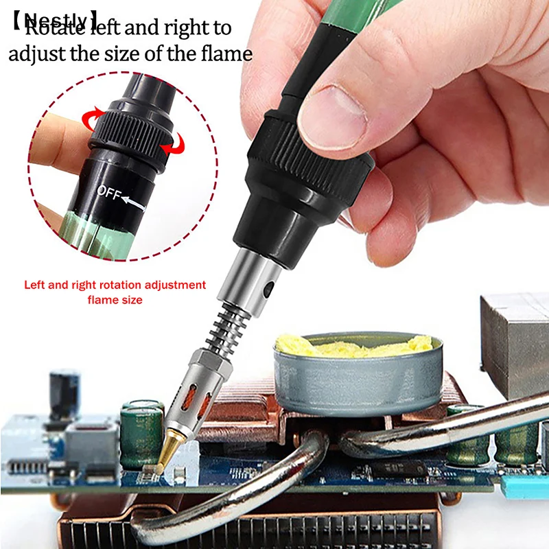 

Portable Soldering Iron Kit 1300 Celsius Welding Pen Burner Blow Torch Gas Soldering Iron Cordless Butane Tip Tool〔Nest〕