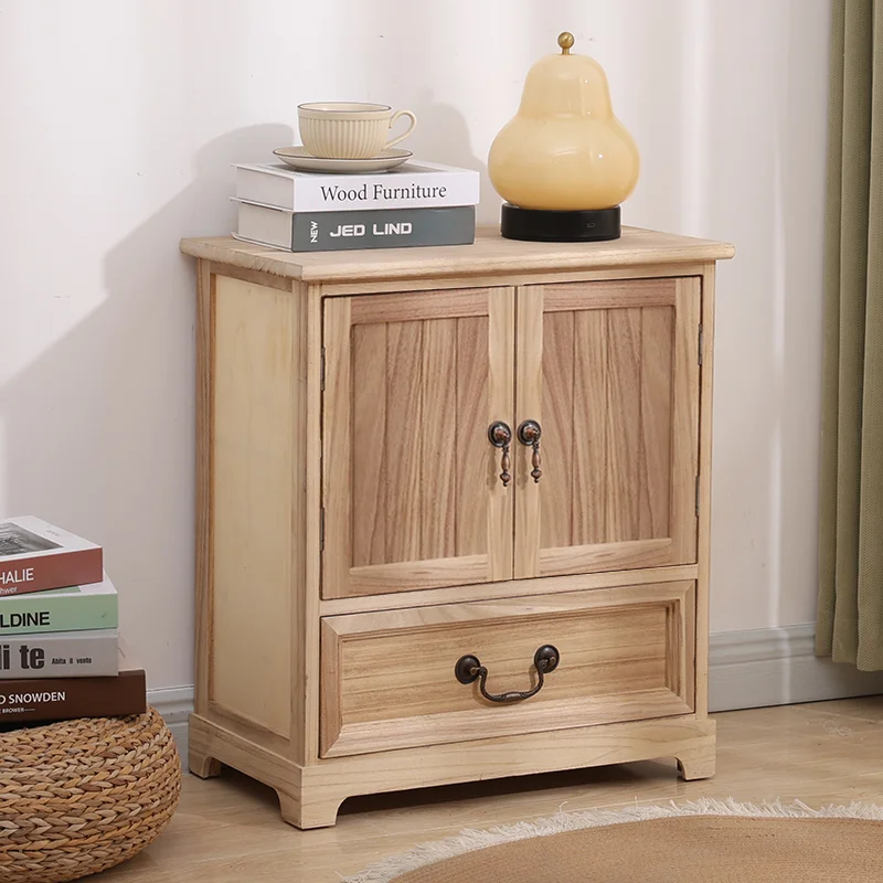Vintage Rustic Storage Drawers Antique Bedside Cabinet for Entryway Decor Organizer Farmhouse Solid
