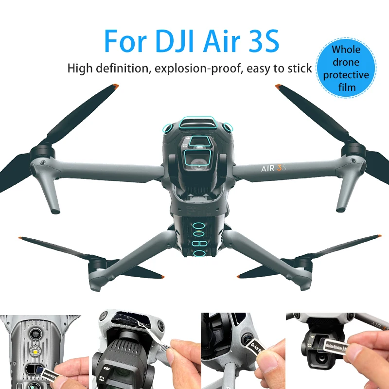 For DJI Air3S Drone Gimbal Camera Lens Protective Film Body Sensor Dustproof Acratch-resistant Transparent Soft Film Accessories