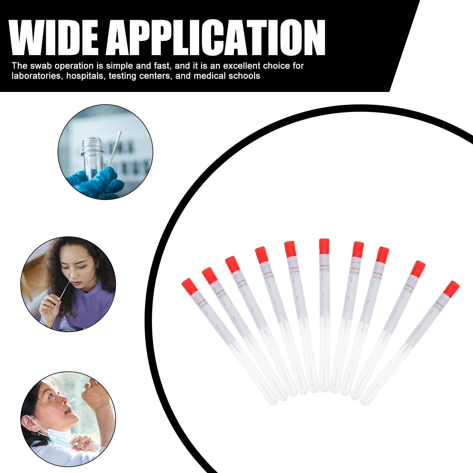 

50 комплектов одноразовых носовых тампонов, высокоточный безопасный дизайн, идеально подходит для клинического отбора проб, портативный инструмент для сбора образцов