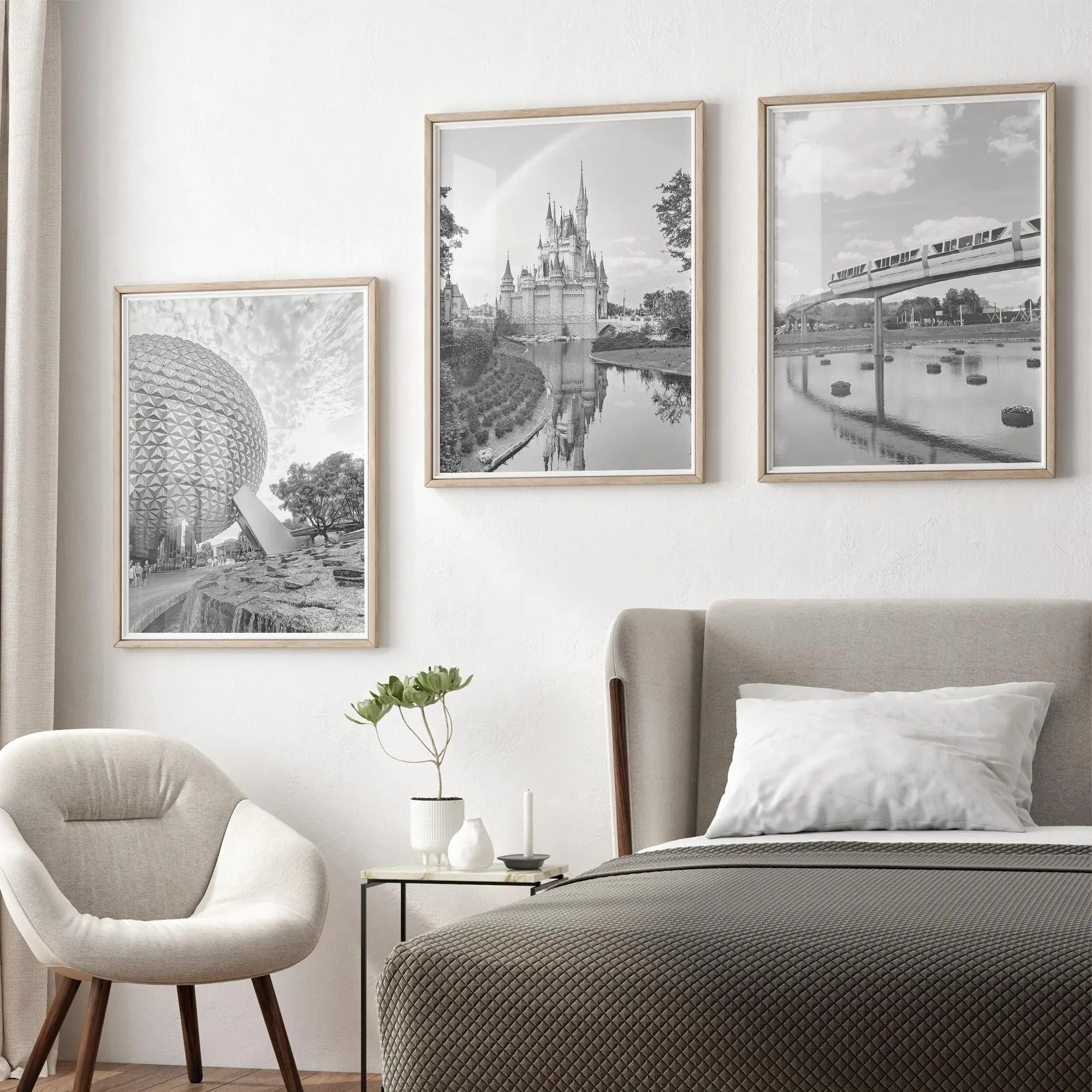 

Orlando Posters (Set of 3) Magic Kingdom Black and White Photos Mickey Mouse Castle Epcot Posters Disney Prints Florida Posters