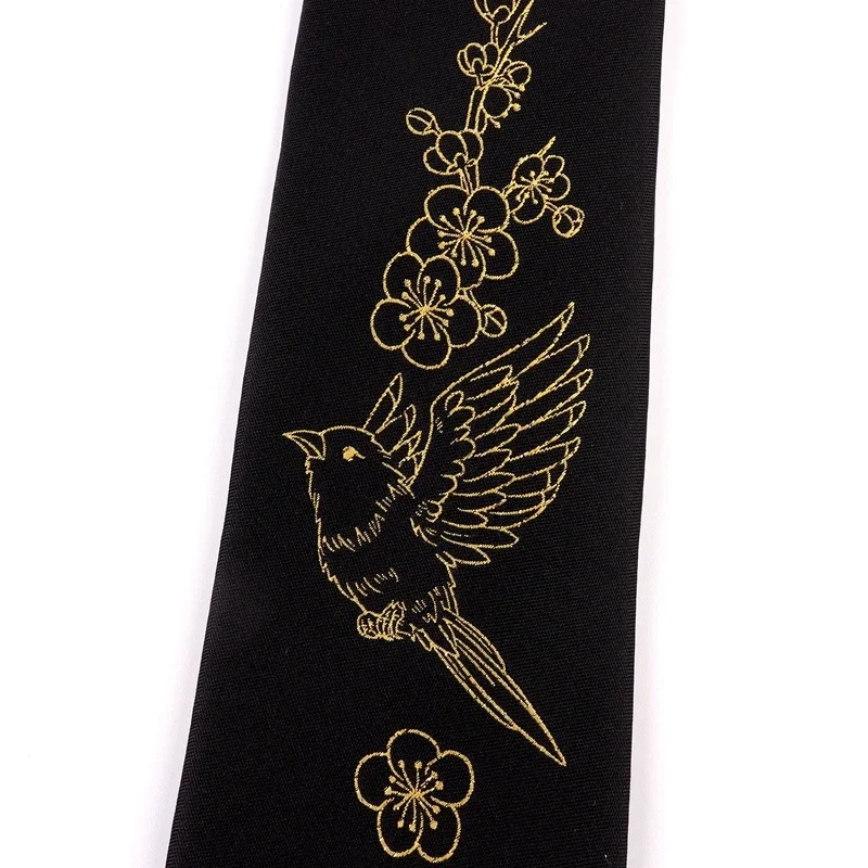 Free Shipping New Male men\'s Original design tie female retro personality gift necktie Plum blossom canary bronzing embroidery