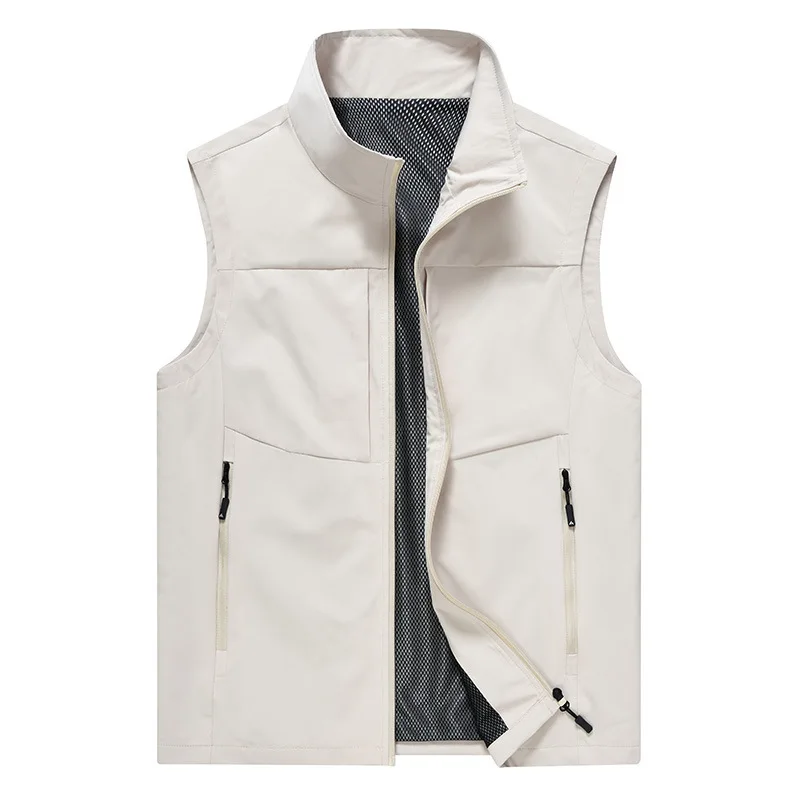

Men's Spring Autumn Sleeveless Tooling Multi-pocket Loose Thin Casual Outside Vest