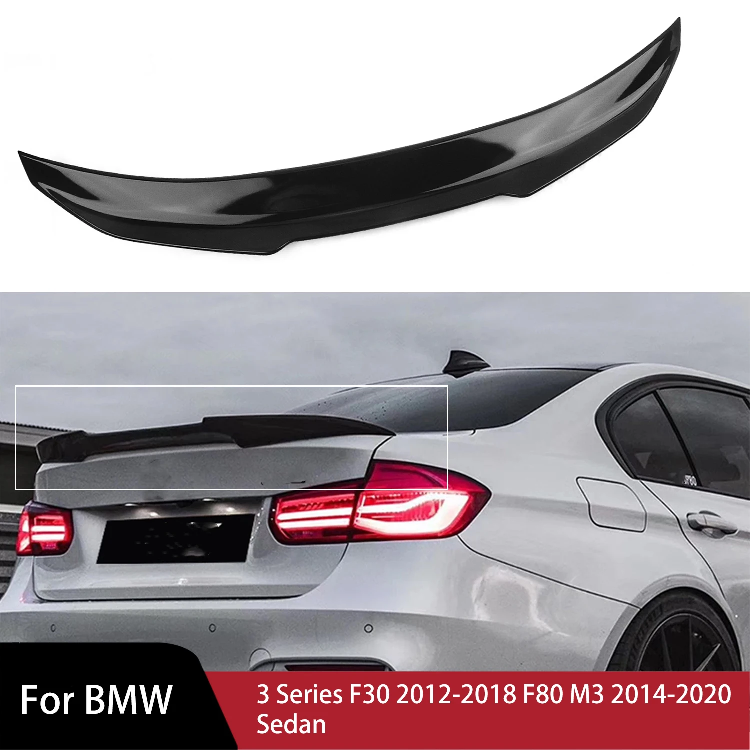 

PSM Style Rear Spoiler Wing Car Trunk Lip Splitter Lip for BMW 3 Series F30 2012-2018 F80 M3 2014-2020 Sedan Rear Wing Auto Part