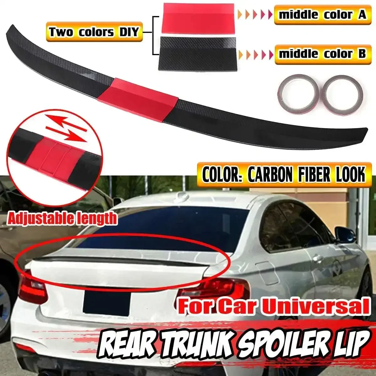 Red/Black DIY Car Rear Trunk Boot Lip Spoiler Rear Wing Spoiler Universal For BMW F10 F11 For Benz For AUDI A3 A4 A5 Body Kit
