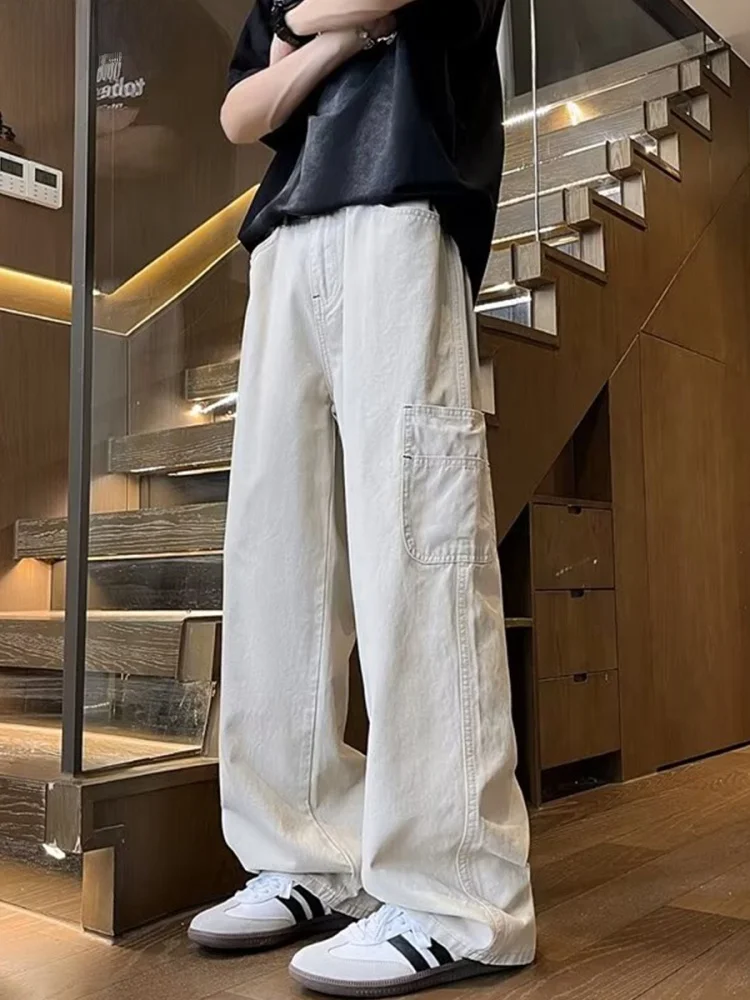 

NELY American Sle Casual Pants Men's Loose Straight Leg Workwear Summer Faionable Youthful Long Trousers