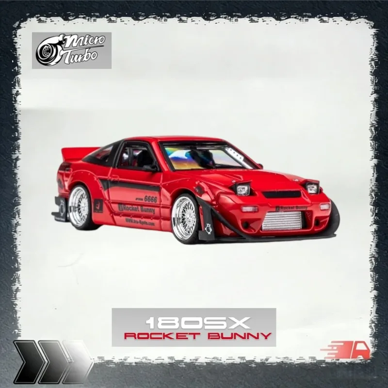【Pre-sale】 Micro Turbo 1/64 Diecast Nissan 180SX Rocket Bunny Widebody, Metallic Red Collectible Car Model