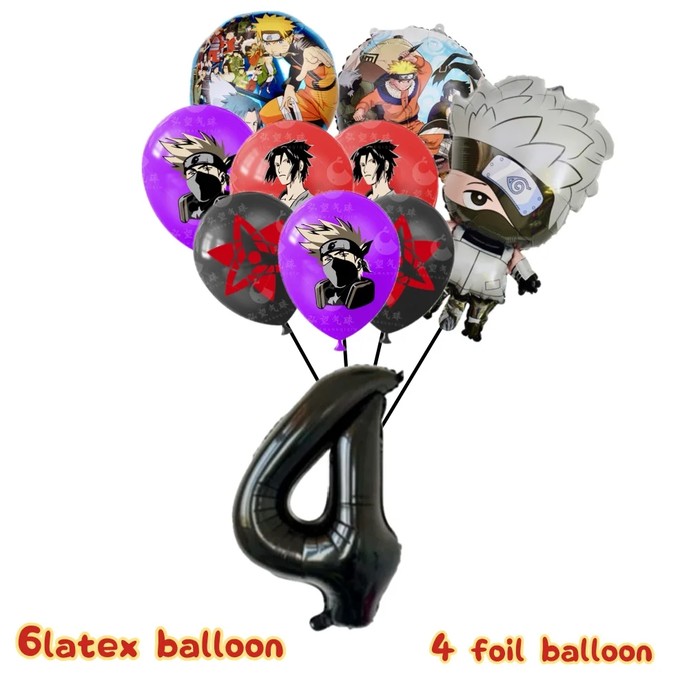 مجموعة بالونات فويل لأعياد الميلاد من ناروتو، لوازم تزيين حفلات كرتونية، هدية لحفلات استقبال المولود الجديد باللون الأرجواني والأحمر والأصفر
