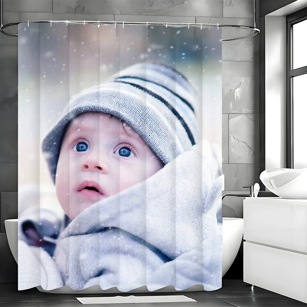 

Custom photo shower curtain with hooks, personalized picture logo, waterproof shower curtain, create your own fun design