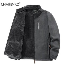 2024 Autumn Winter New Thick Fleece Warm Jacket Men Fashion Windbreak Stand Collar Coat Men Classic Casual Soft Shell Jacket Men