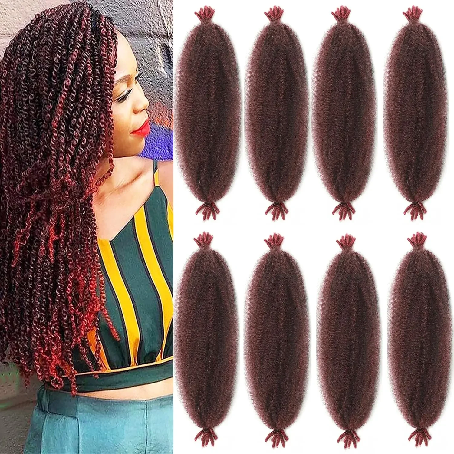 Springy Afro Twist Hair Pre-Separated Marley Twist Braiding Hair Soft Synthetic Crochet Spring Twist Hair Extensions for Women