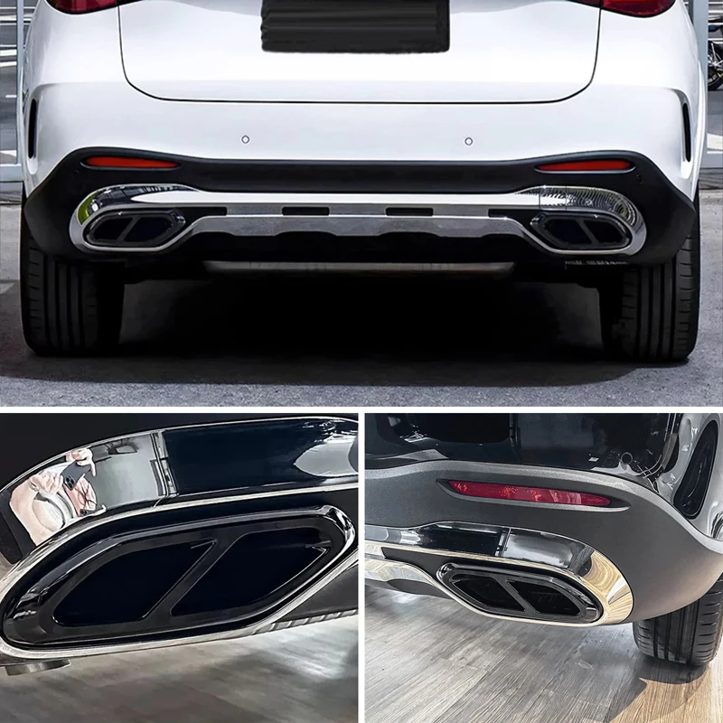 

[Ready Stock] 2PCS For Mercedes X254 2023+ Quad Exhaust Trim Frame ABS Gloss Black