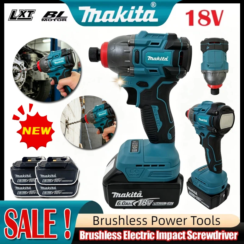 Makita Cordless Electric Impact Driver Brushless Motor Electric Screwdriver Power Tool For Woodworking Home DIY For 18V Battery