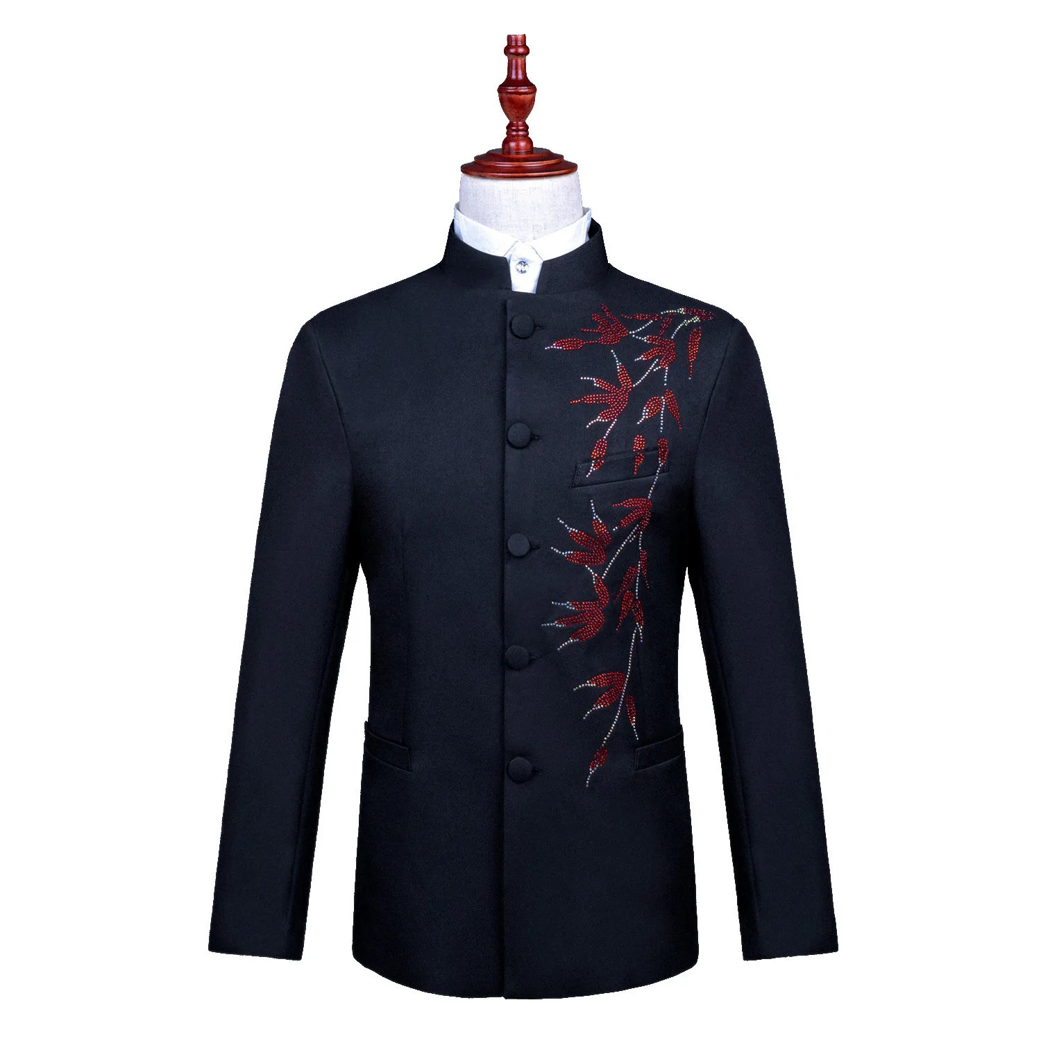 

Костюмы для мужчин, туника с китайским воротником, платье в стиле шинуазри, ожоговый кленовый лист, китайский ресторан, дрель, костюмы кантаты, сценический хост-сервер