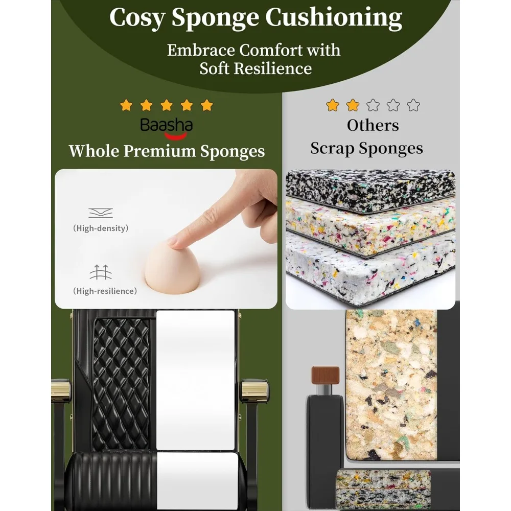 高級クラシックな黒と金の理髪椅子、リクライニングと取り外し可能なヘッドレスト付き