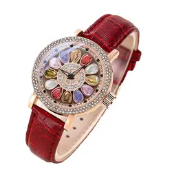 Luxury Brand Elegant Woman Wristwatch Diamond-set Transit Colours HandClock Female Original Waterproof High Quality Ladies Watch