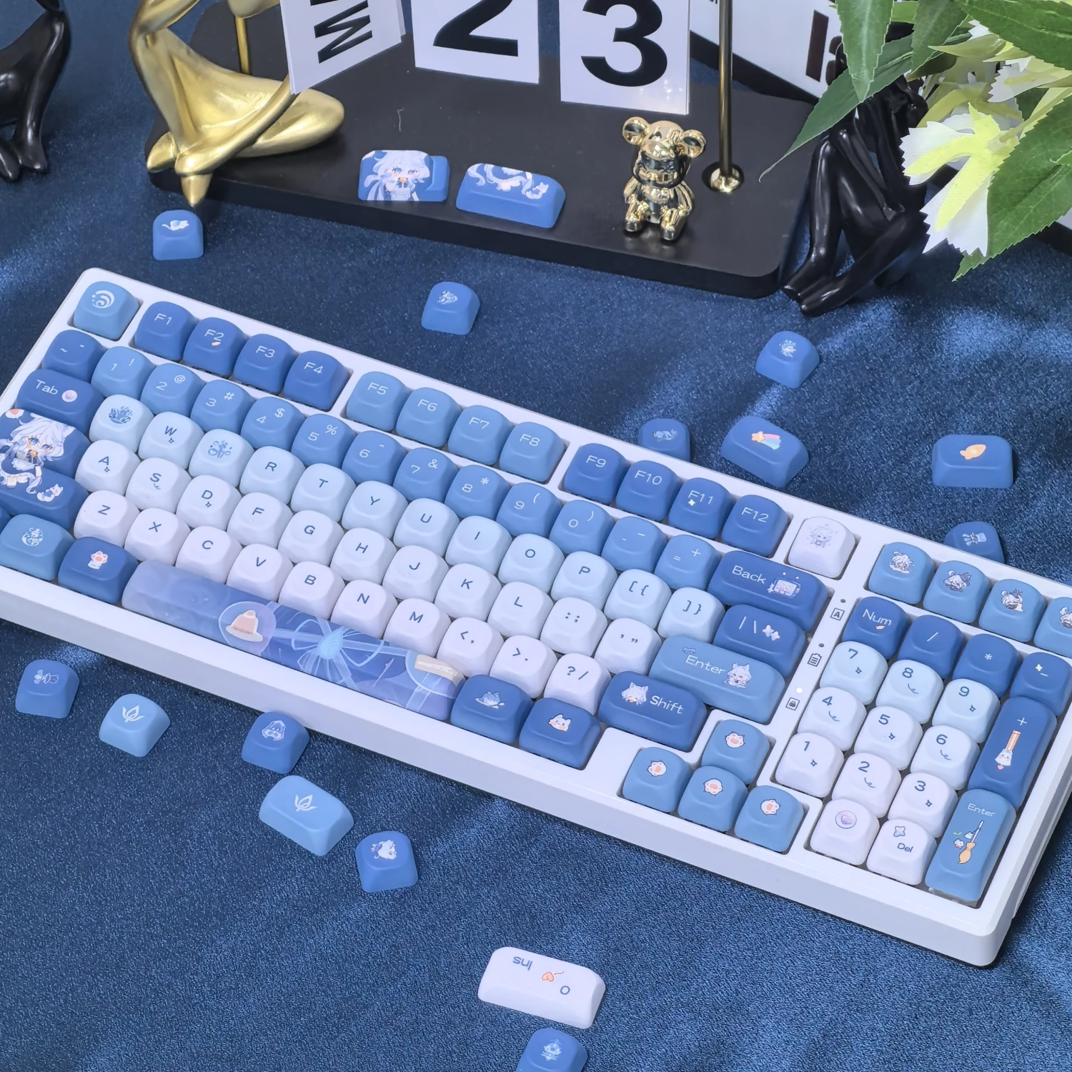 genshin impacto furina keycaps 137 chaves perfil moa focalores pbt five sided sublimacao faca voce mesmo teclado mecanico 01