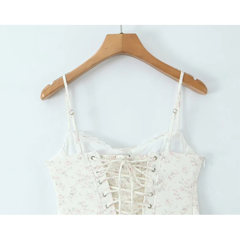 YENKYE Spitze Patchwork Blumendruck Sling Midi Langes Kleid Für Elegante Mädchen Sommer Urlaub Party Kleider Schnürung Robe 2026