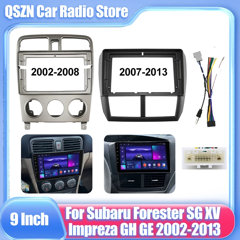 

9-дюймовый автомобильный радиоприемник 2Din для Subaru Forester SG XV Impreza 2002-2013, стерео аудиоплеер, DVD-панель, комплект приборной панели, рамка, лицевая панель