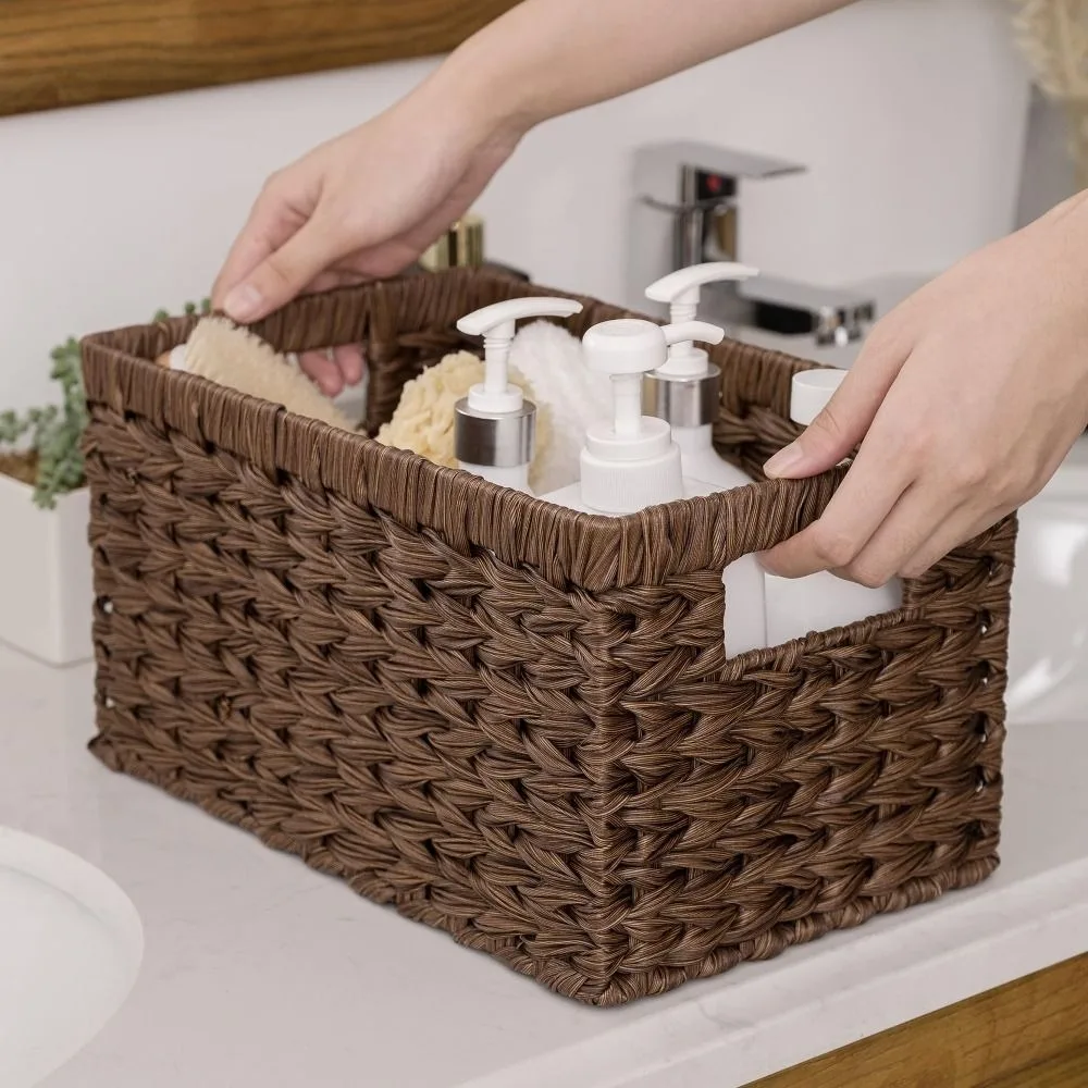 

Ivy-like Storage Baskets Large Capacity with Handles Storage Bins Handwoven Toy Food Organization Wicker Baskets