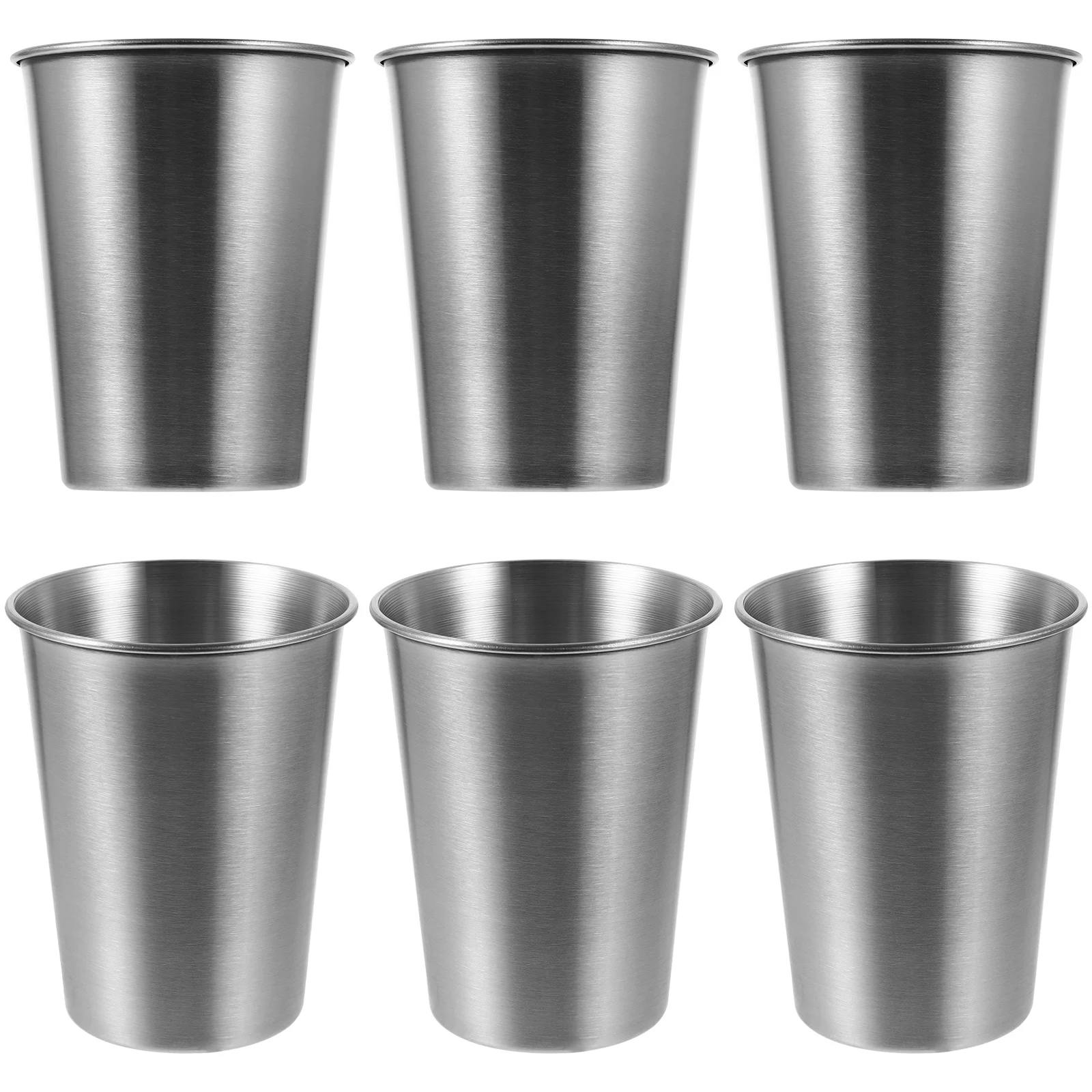 

6pcs Stainless Steel Drinking Reusable Smooth Water Beer Cocktail Cups For Home Restaurant Bar Kitchen Use Metal Coffee