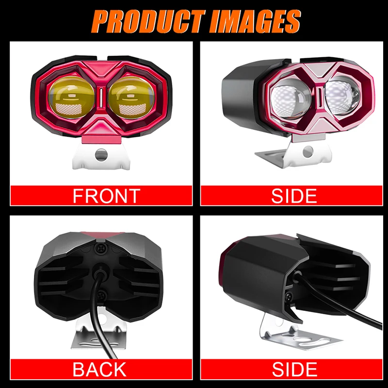أضواء دراجة نارية مساعدة LED مرحبا/منخفضة شعاع ل موتو العالمي العلوي القيادة الضباب مصباح الجبهة إضافية مقاوم للماء 12 فولت #6