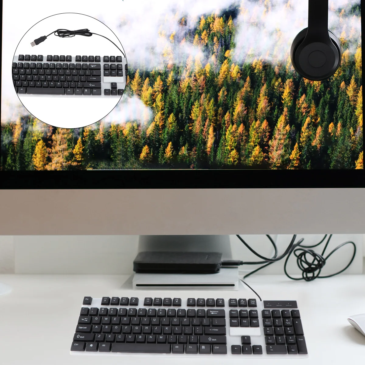 

Ergonomic Wired Gaming Keyboard Mechanical Keyboard Portable Design Comfortable Keys Electronic Keyboard for Travel