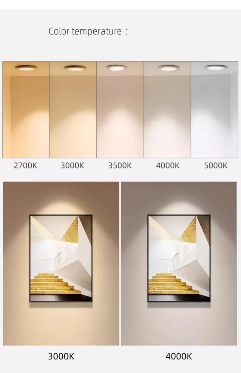 Downlight encastré en gypse plafonnier LED Anti-éblouissement intégré sans bordure projecteur salon couloir éclairage intérieur AC220V