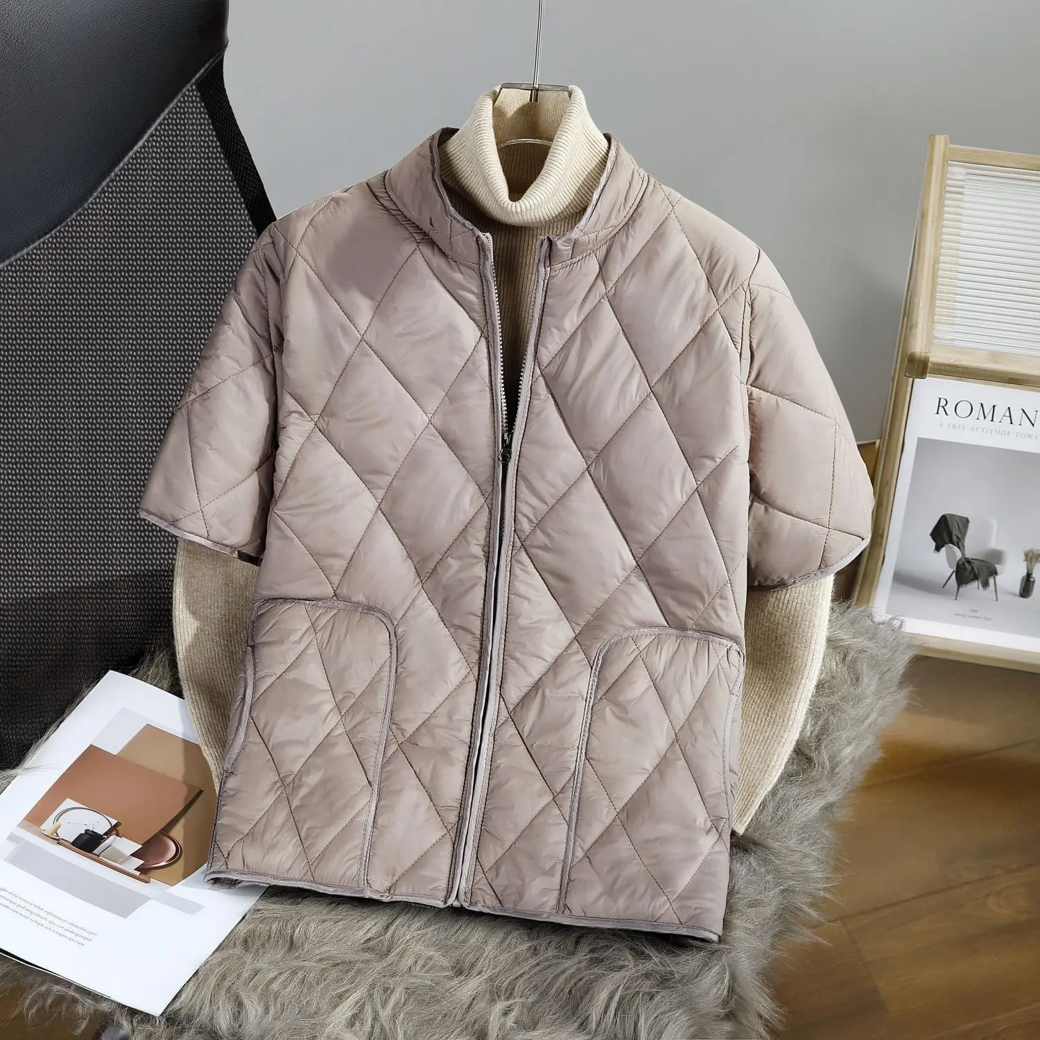 

Men's Cotton Vest f Sve Autumn Winter New Sle Warm Healtare Home oulder Protection Large Size Rhombus Cotton Jaet