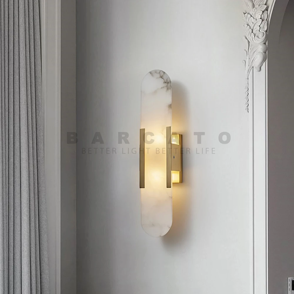 Imagem -02 - Lâmpada de Parede Led em Mármore para Casa Arandelas para Sala e Quarto Luzes de Cabeceira Preto e Dourado Novo 2023